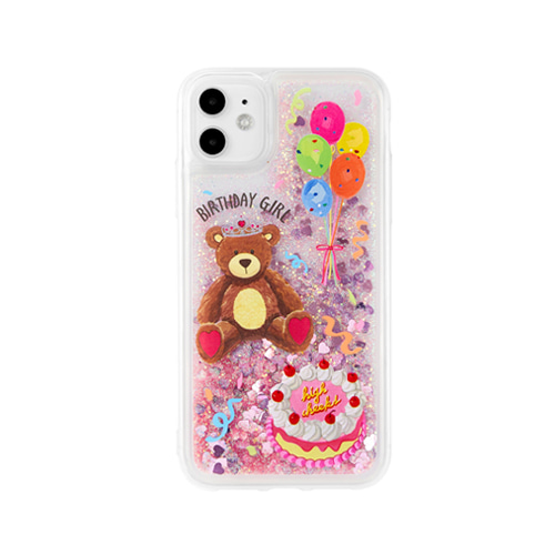[TWICE na-yeon/Order-made]Happy Birthday Teddy Bear Glitter Phonecase